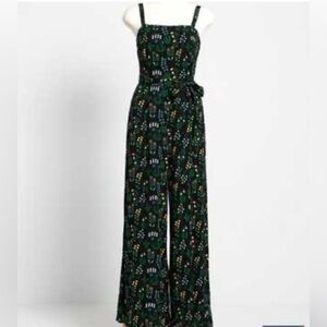 MODCLOTH & COLLECTIF Sz 4 Patterned Maxi Jumpsuit NEW WITH TAG No Belt